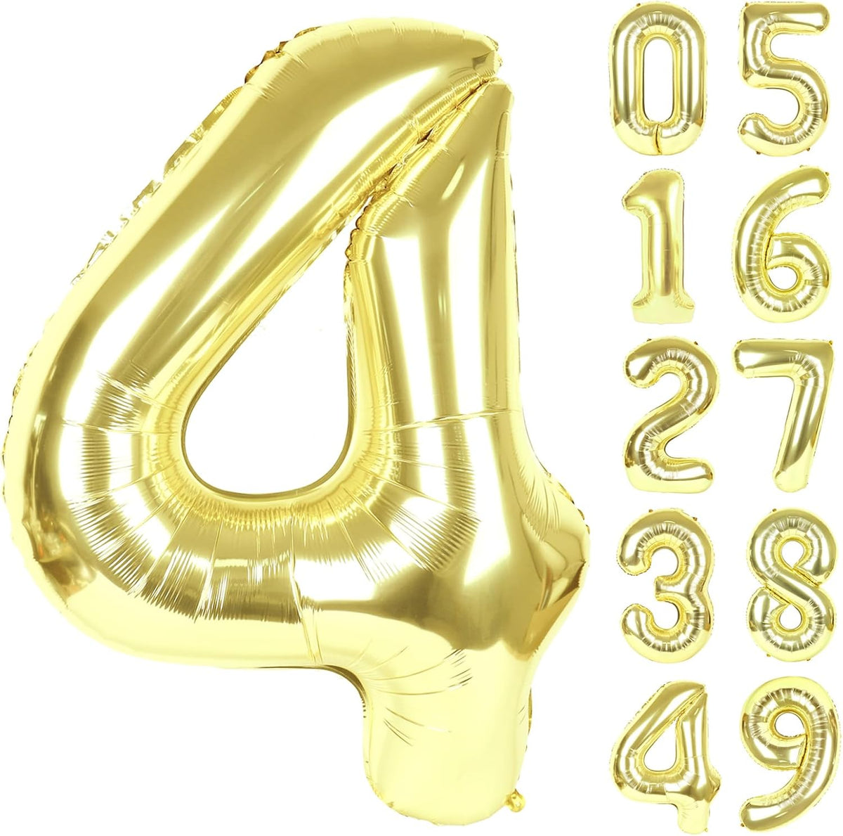 40 Inch Light Gold Large Number 4 Birthday Balloon, Giant Number Four 14 24 34 40 44 Balloons