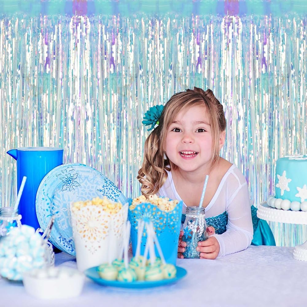 BEISHIDA 2 Pcs Door Streamers Curtain Iridescent Streamers Baby Shower Party Streamers Backdrop