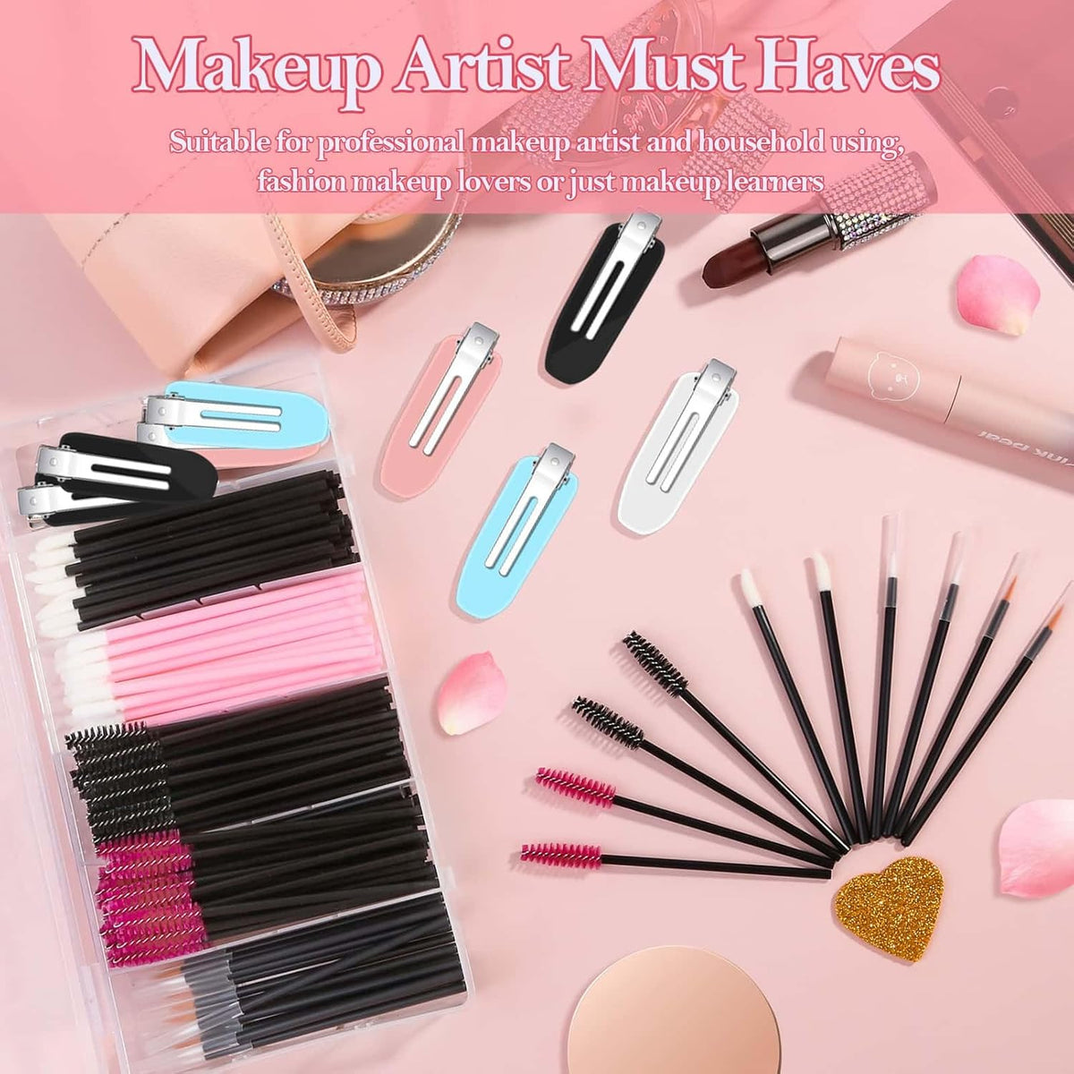 Disposable Makeup Applicators Accessories Kit Makeup Artist Supplies with Mixing Tray Mascara