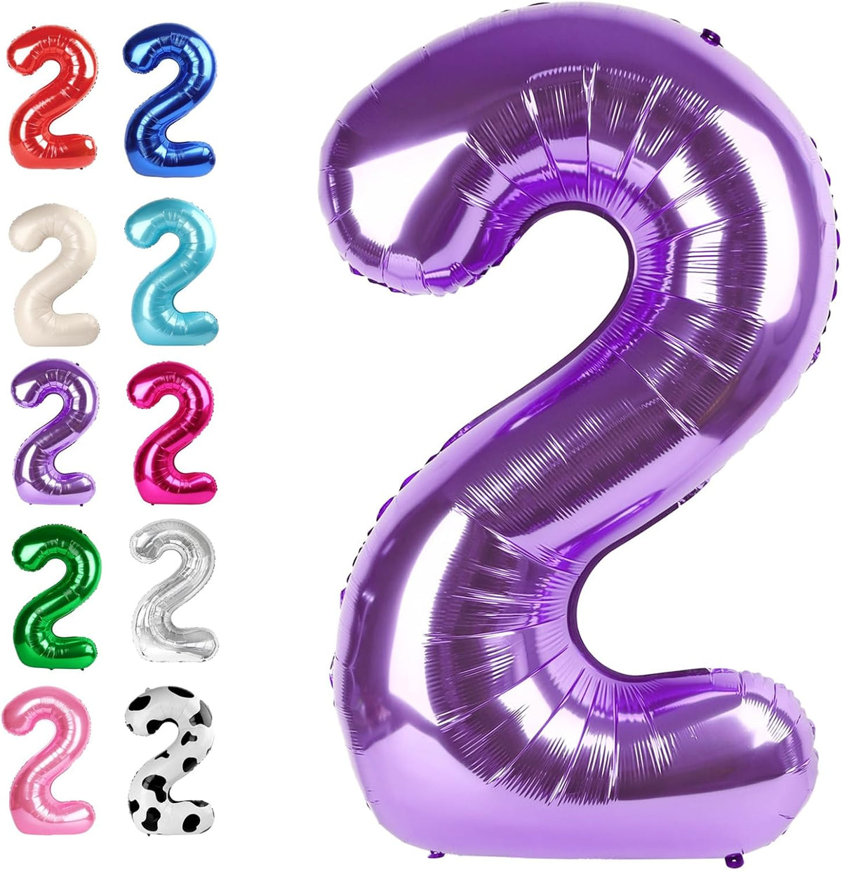 40 Inch Big Purple Number 2 Balloon Birthday Decoration, Number 2 Helium Balloon 12 20 22 23 24 26