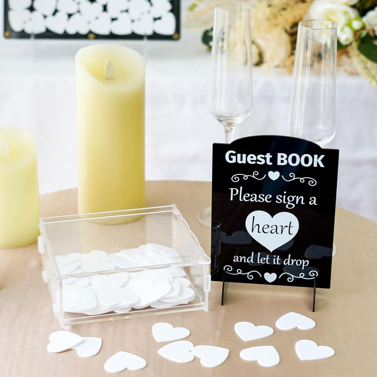 AerWo Wedding Guest Book Alternative, Acrylic Guest Book Wedding Reception Wedding Heart Guest Book