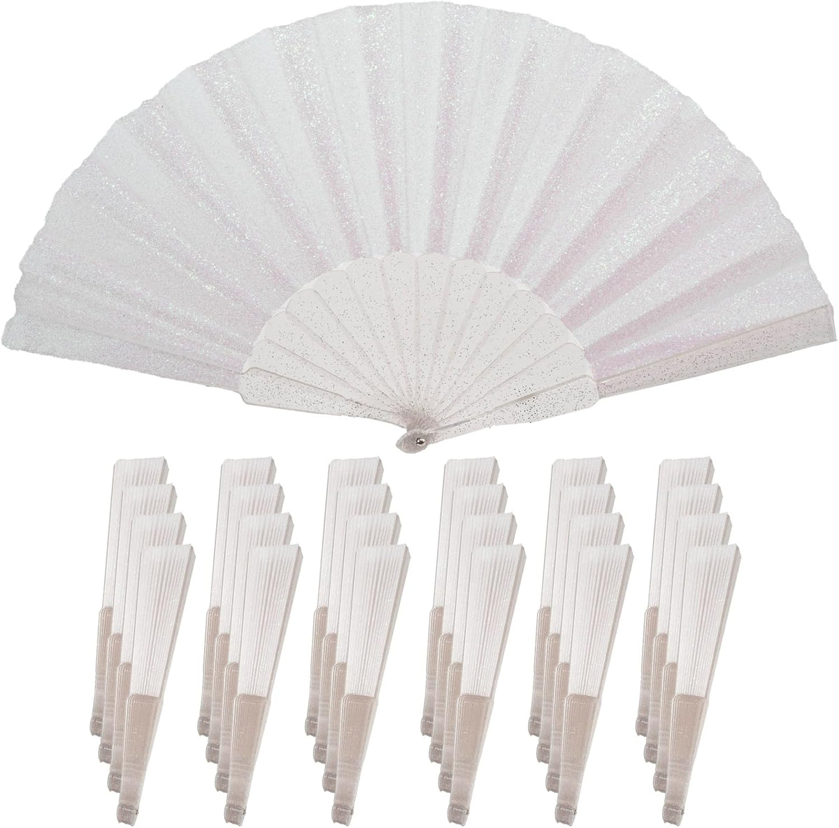 24 Pack Handheld Fan,Folding Hand Glitter fan with Shining Transparent Fan Rib – Ideal for Wedding