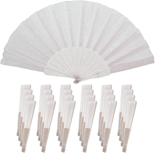 24 Pack Handheld Fan,Folding Hand Glitter fan with Shining Transparent Fan Rib – Ideal for Wedding