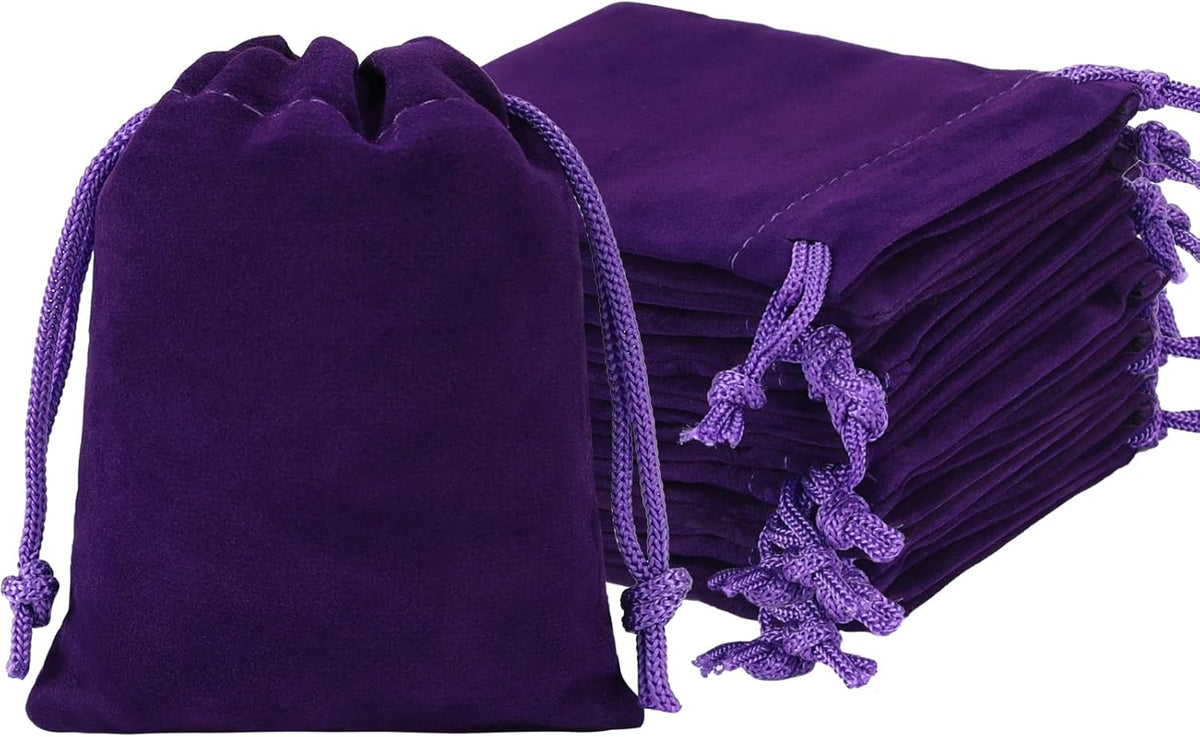 Shintop 10 pcs Velvet Bags with Drawstring, 3 x 4 Inch Little Purple Jewelry Pouches Gift Packaging