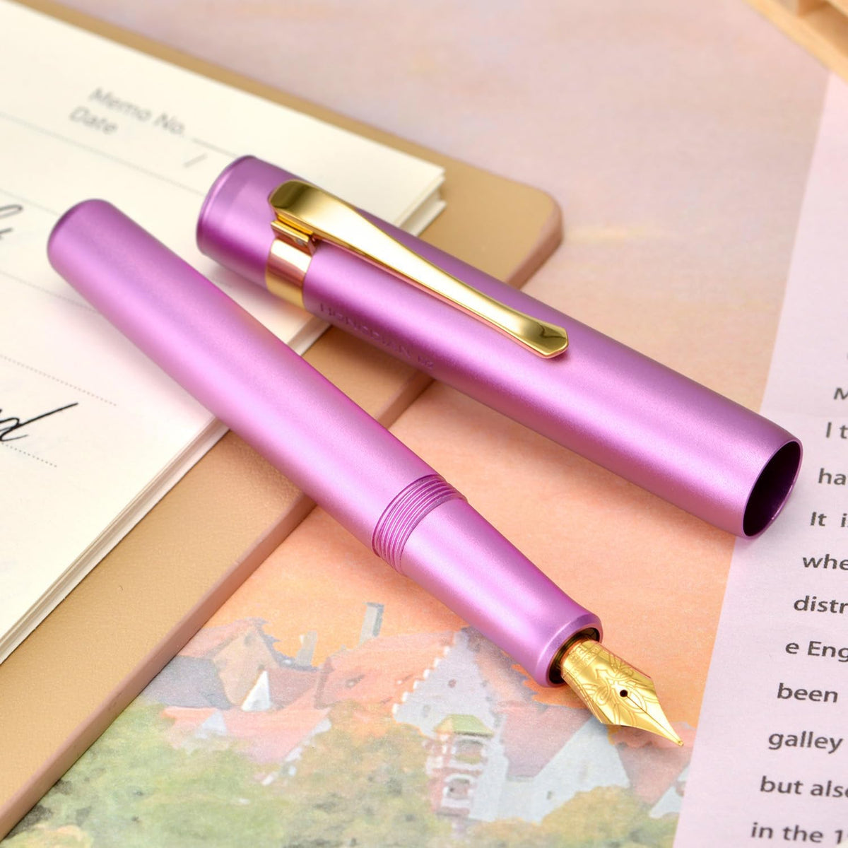 Hongdian M2 Mini Fountain Pen with Extra Fine Soft Golden Nib, Sleek Shape Aluminium Short Pocket