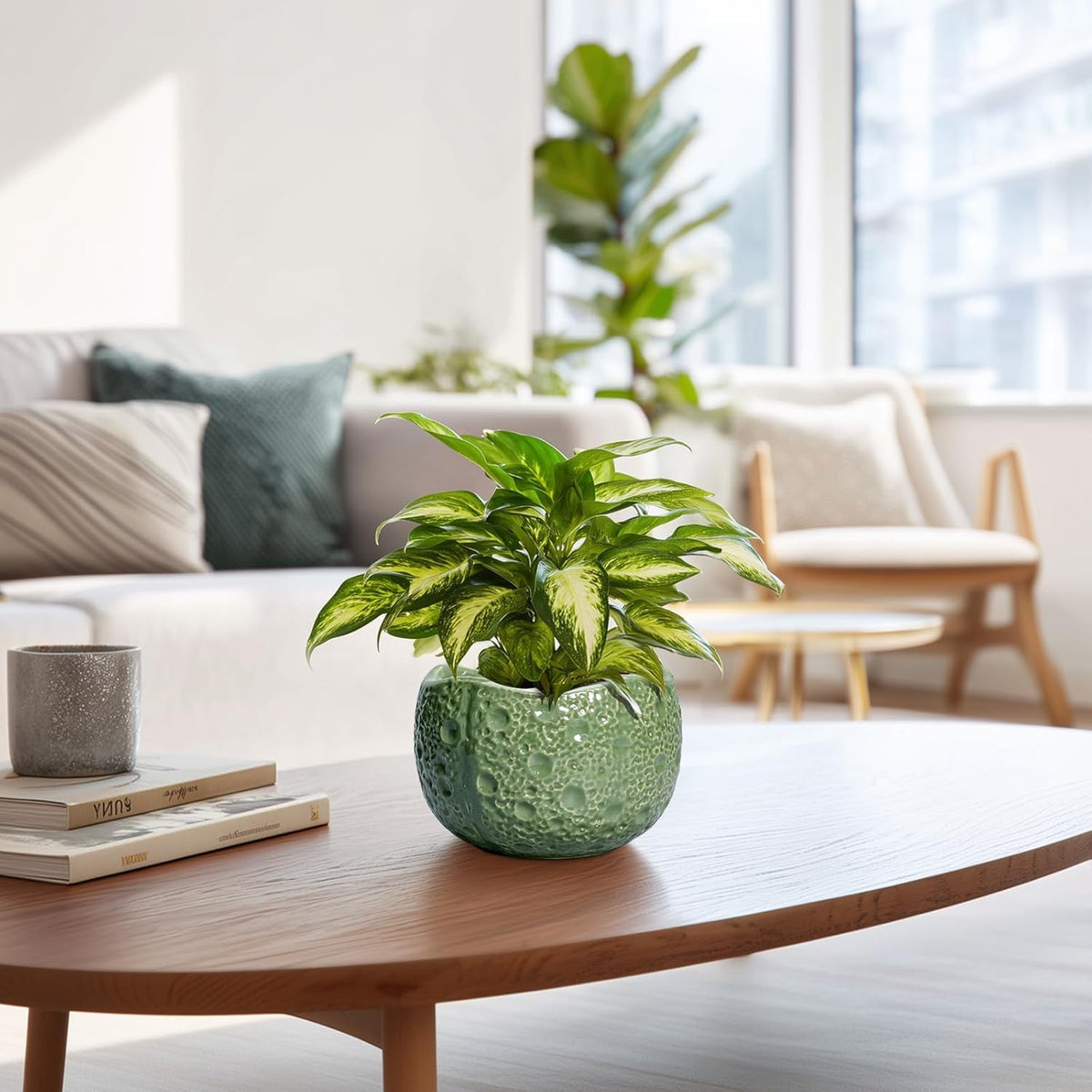 6 Inch Plant Pot - Orchid Pot with Drainage Hole, Ceramic Planter for Indoor Outdoor, Decorative