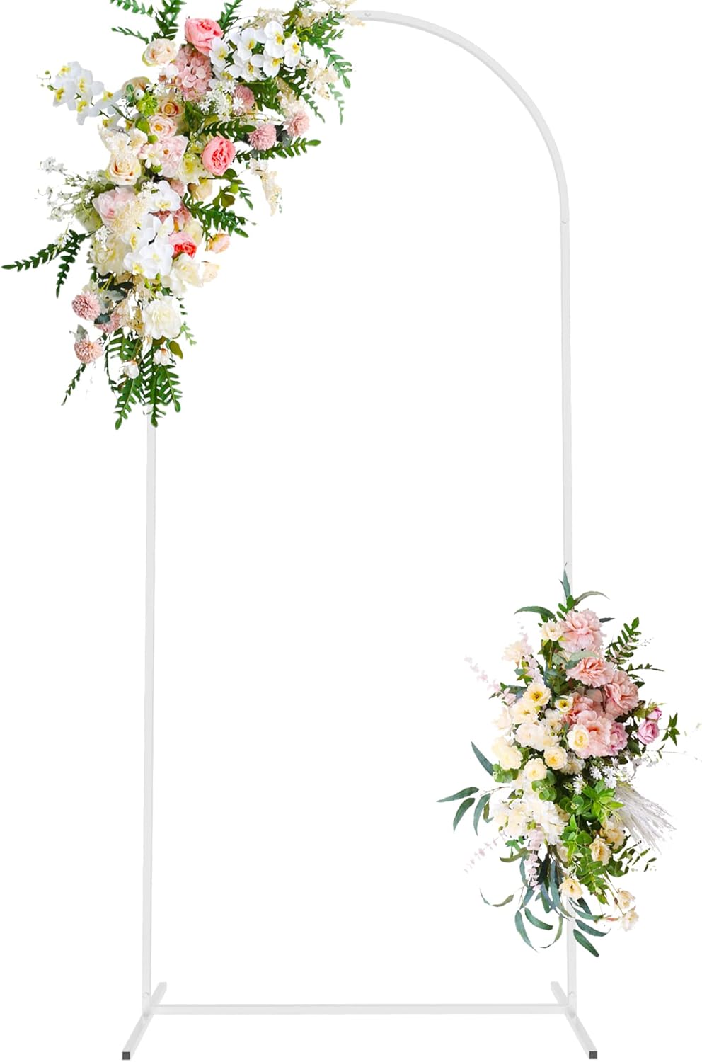 Wokceer Wedding Arch Backdrop Stand, 6 FT Square White Metal Arch Backdrop Stand for Wedding