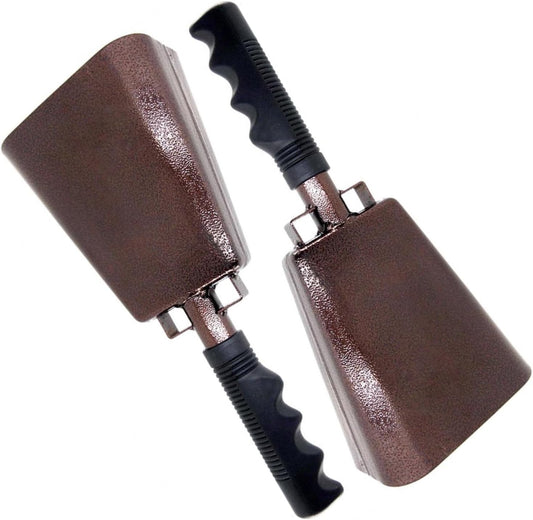 Deke Home - 2 Pack 10 Inch Steel Cowbells with Handle, Loud Noise Makers for Football, Sports