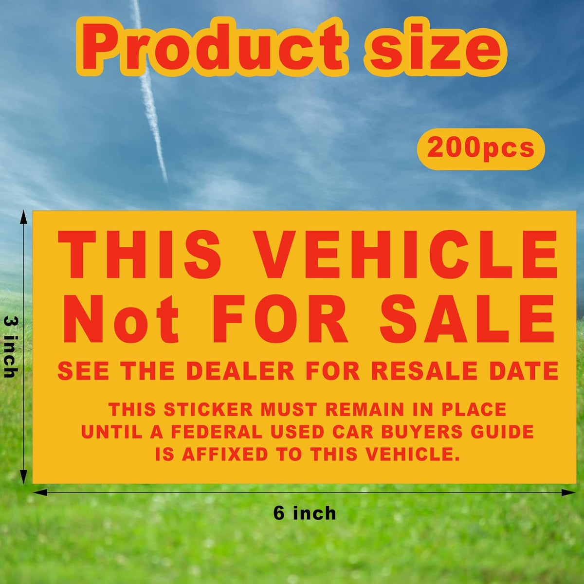 500 Pcs Car Dealership Supplies This Vehicle Not for Sale Stickers Car Dealer Yellow and Red