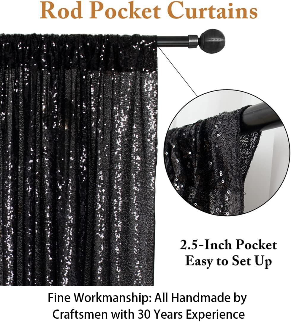 ShinyBeauty Black Sequin Backdrop 10FTx10FT Photo Backdrops for Wedding Sparkle Backdrop for