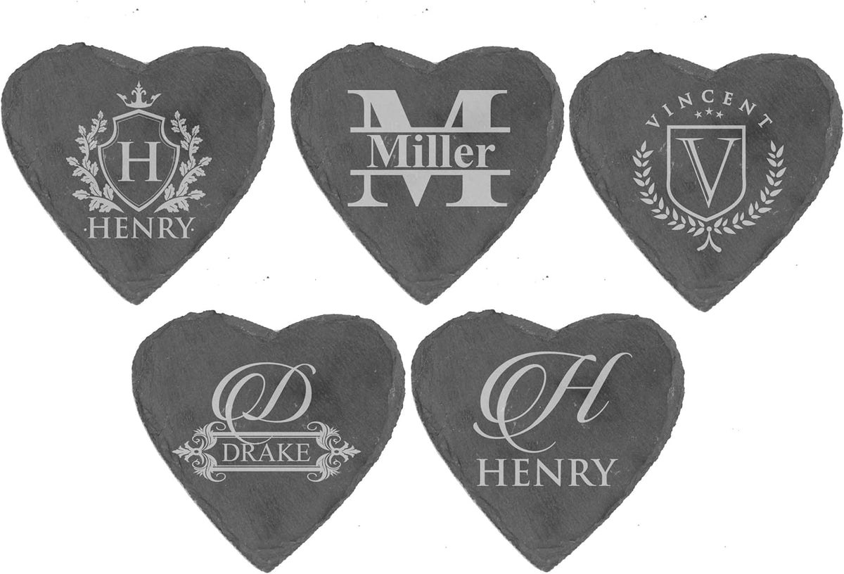My Personal Memories Custom Engraved Slate Stone Drink Coasters Set of 4 - Monogrammed and