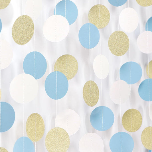 Light-Dusty Blue Beige-Gold Boho Party-Decorations - 64Ft Men Boy Birthday Paper Streamers