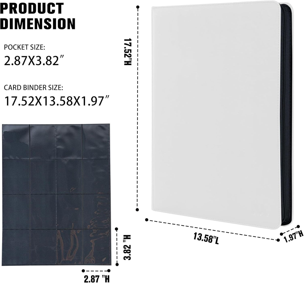 Premium 1000+ Pockets Card Binder,16 Pockets Card Binder Ringless Side Loading Trading Card Album
