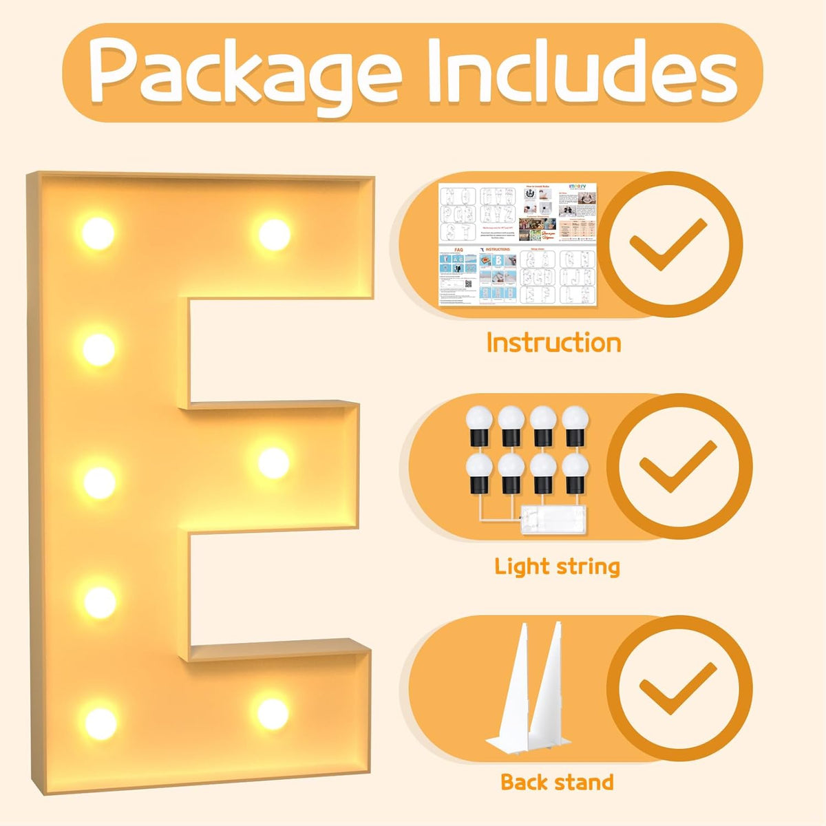 Marquee Letters 3 Feet Tall Large Light Up Letters E Happy Birthday Decorations Wedding Engagement