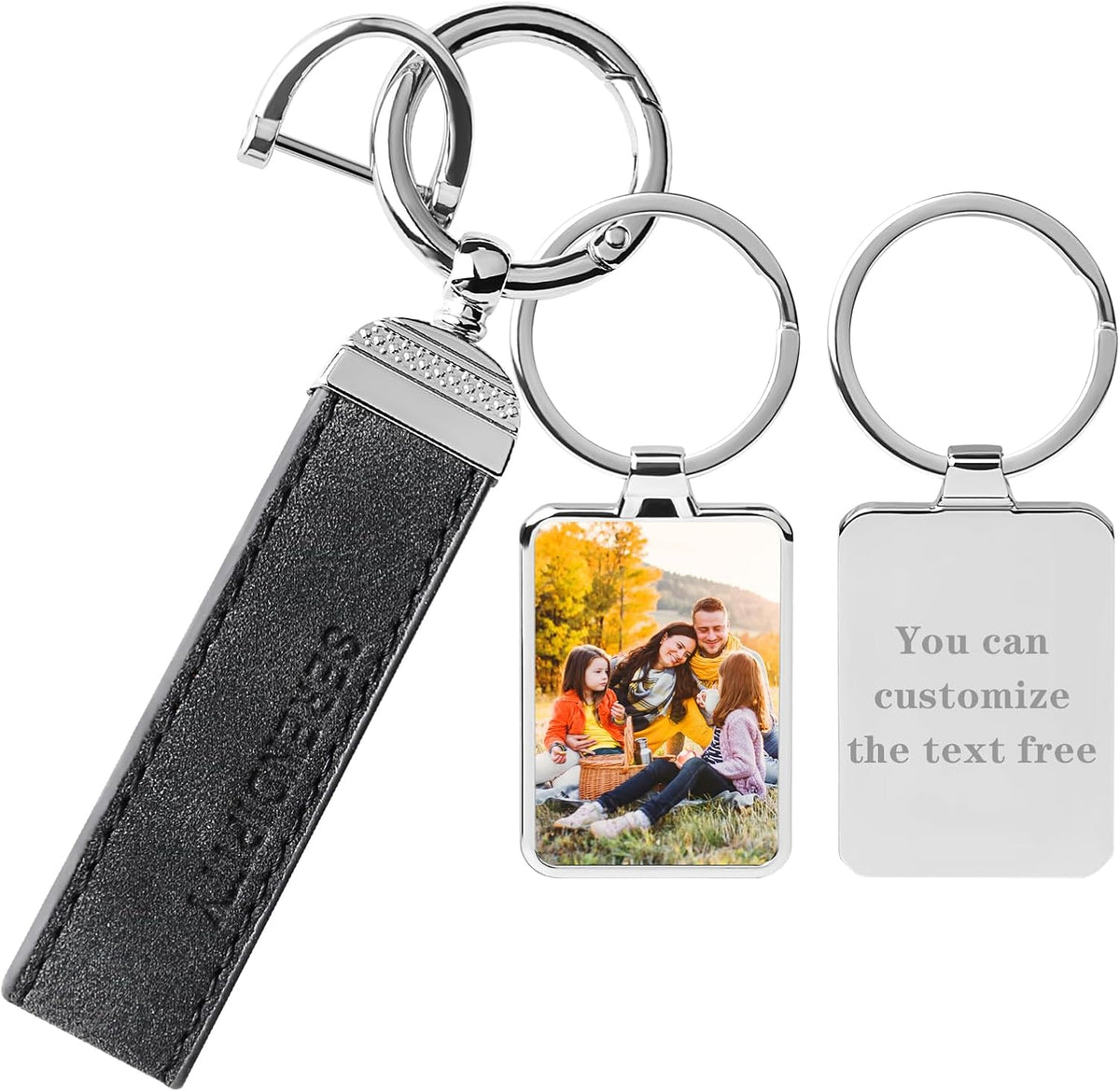 Double Side Custom Keychain with Picture Personalized Engraving Photo Text Customized Gifts for Men