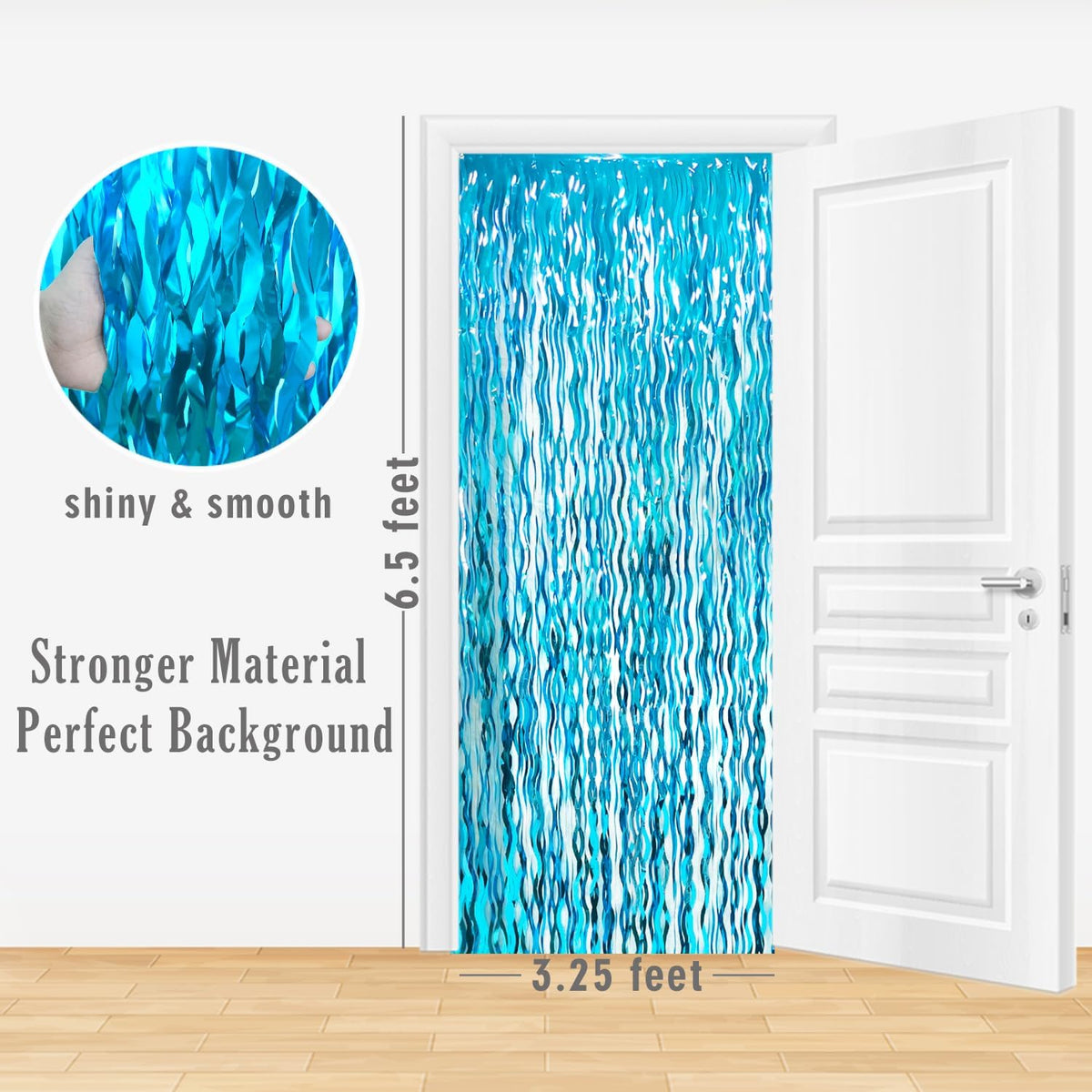 Goer Metallic Tinsel Foil Fringe Curtains for Party Photo Backdrop Wedding Decor (3 Pcs,Wavy Light