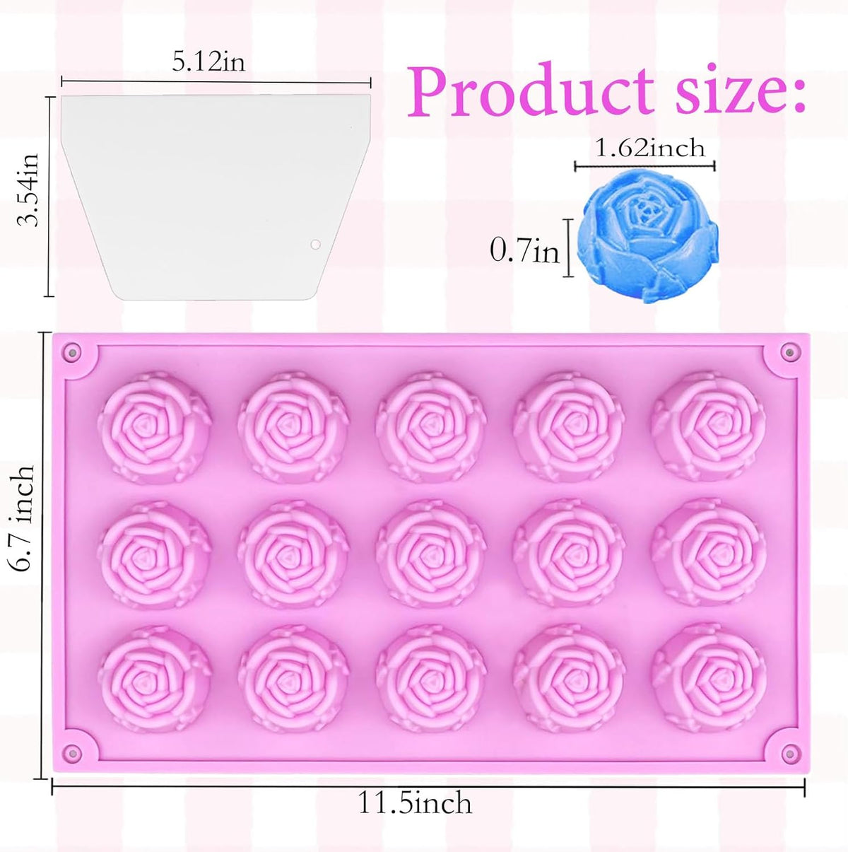 Rose Silicone Molds 45-Cavity Rose Fondant Mold Flower Cake Resin Mold Candy Chocolate Ice Cube
