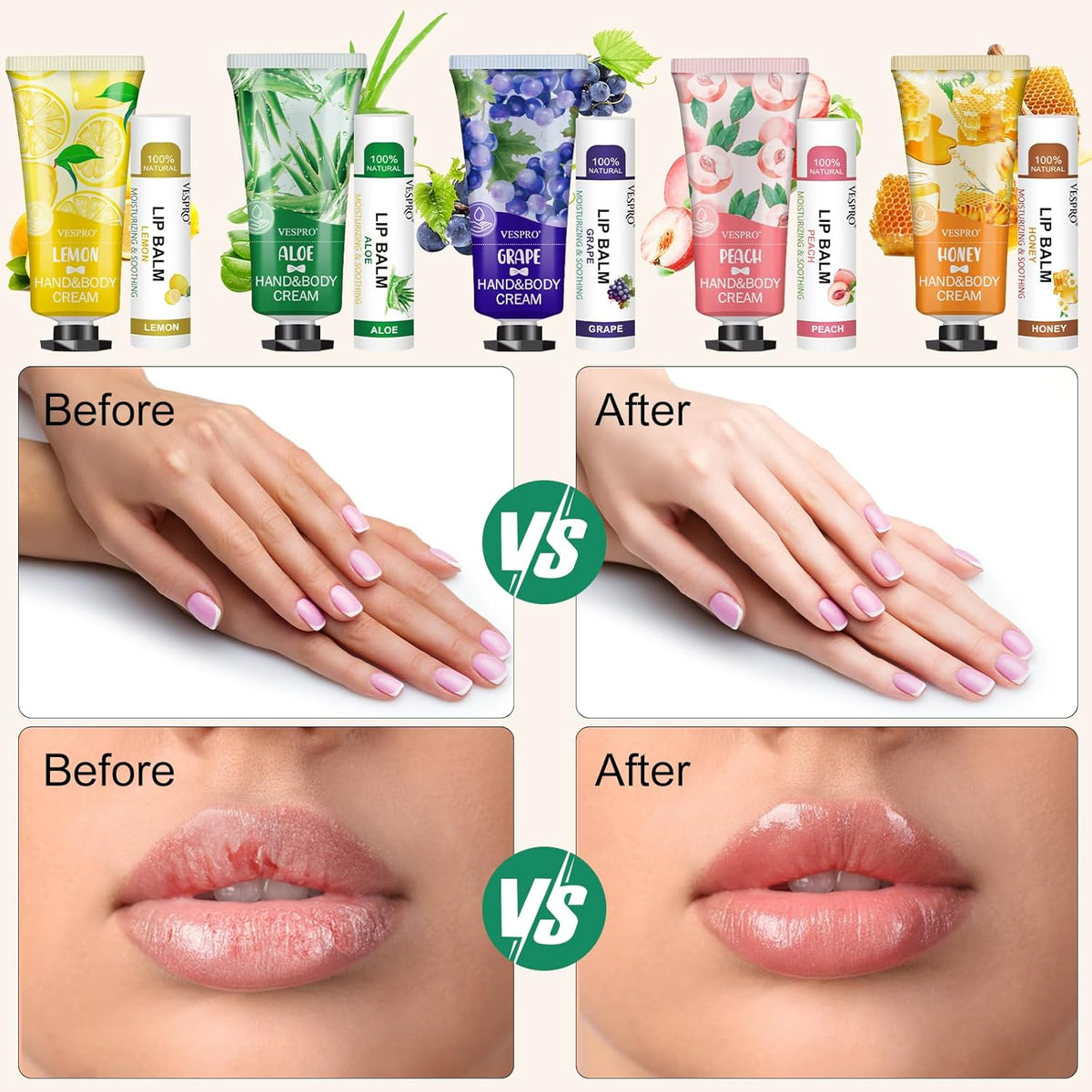 50 Sets Hand Cream Bulk and Lip Balm Bulk Gifts, Bridal Shower Favors, Bridesmaid Gifts and Baby
