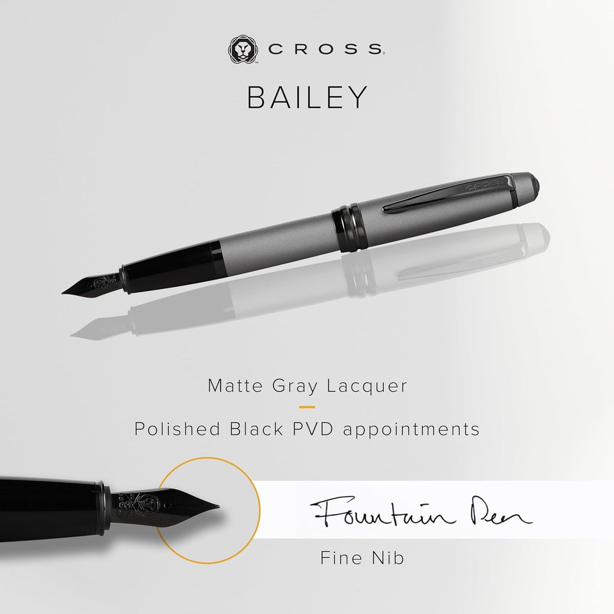 Cross Bailey Refillable Fountain Presented in a Premium Gift Box - Medium Point, Black Ink, Matte