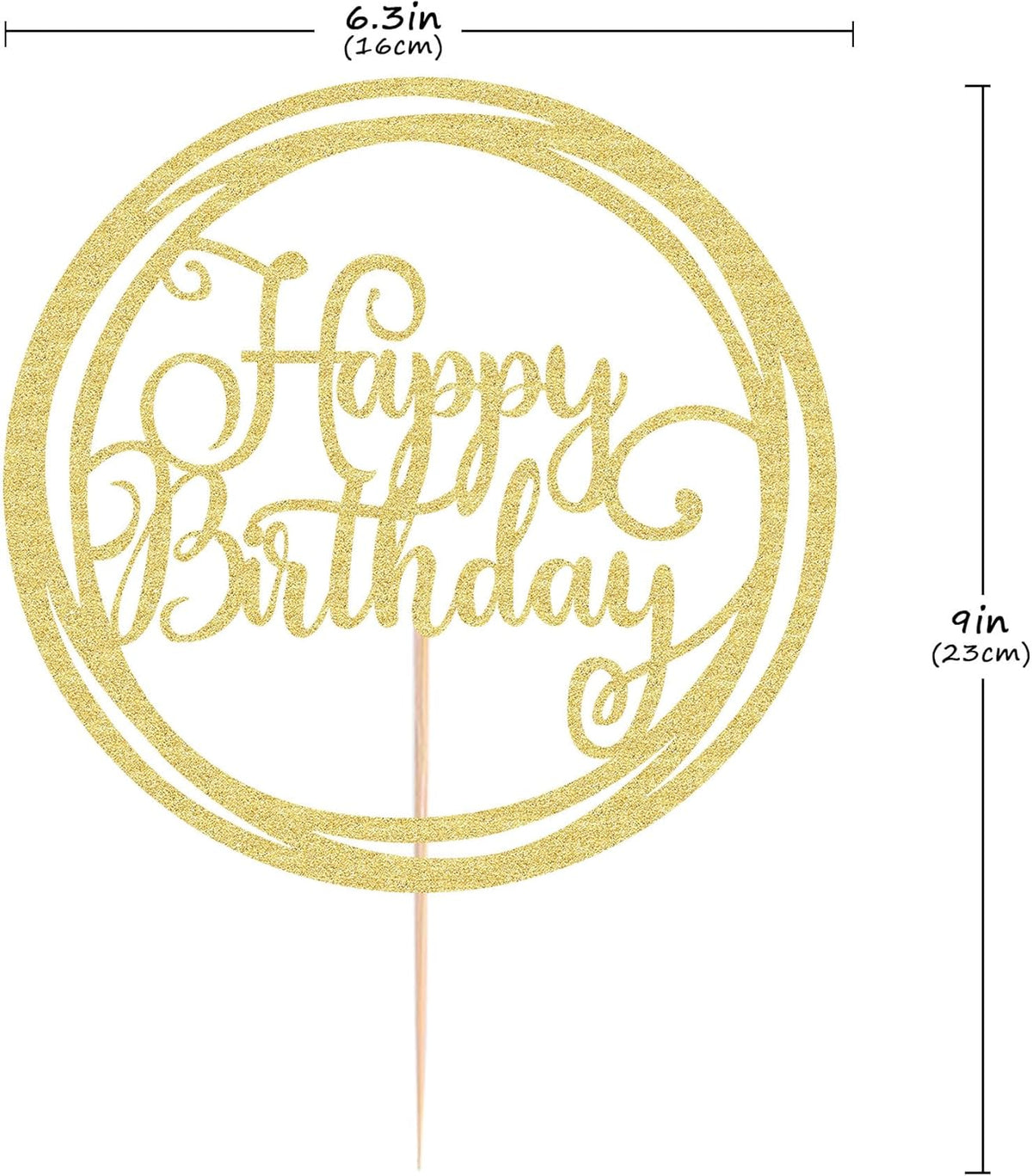 Happy Birthday Cake Topper - Golden Glitter Happy Birthday Cake Decoration Supplies for Children or
