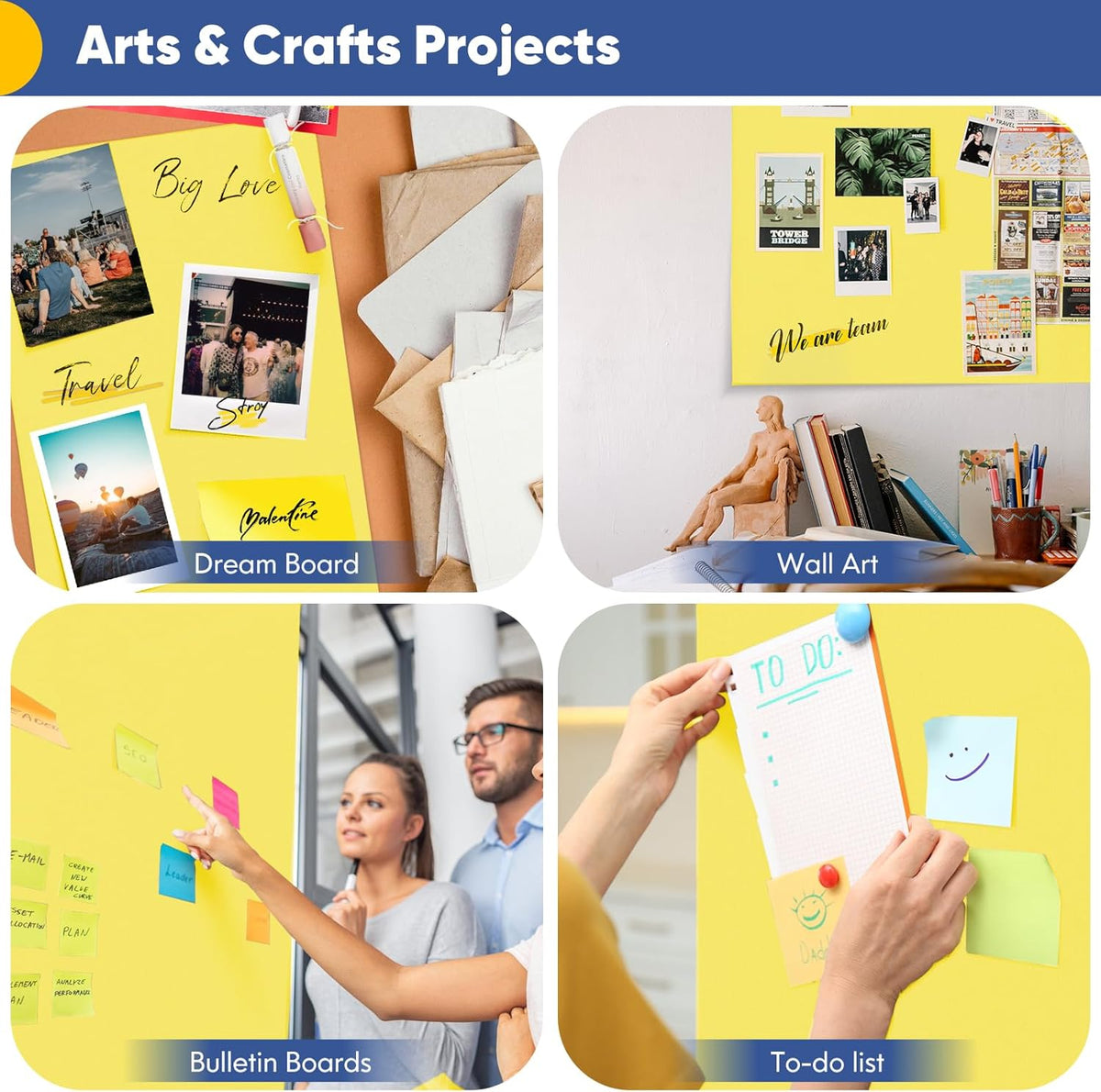 Vanhench 30"×1200"(100') Yellow Wrapping Paper Roll, Art Craft Paper, Color Bulletin Board Paper