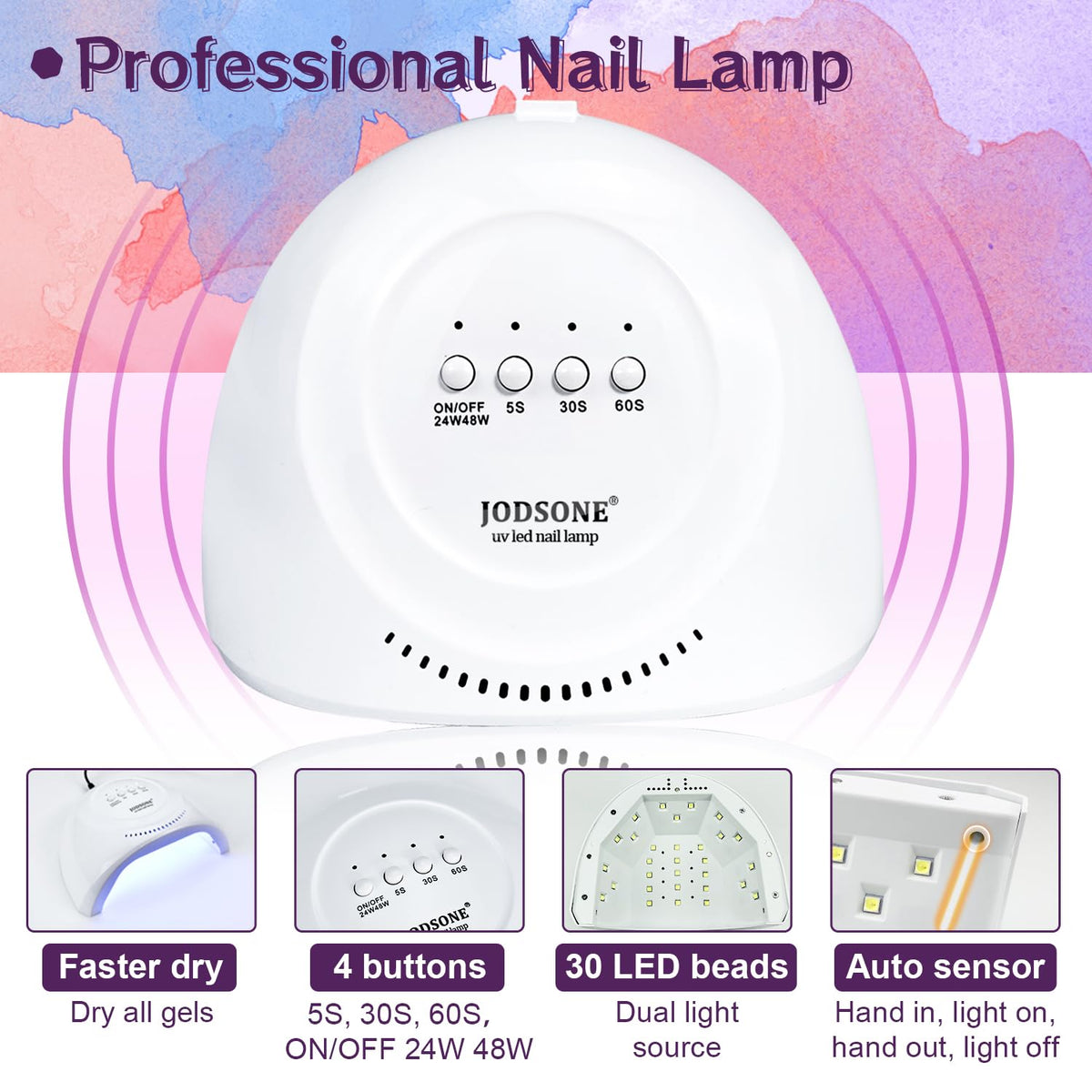 JODSONE 36 Pieces Gel Nail Polish Set U V Light Nail Drill Beginner Set Glossy Surface Easy To