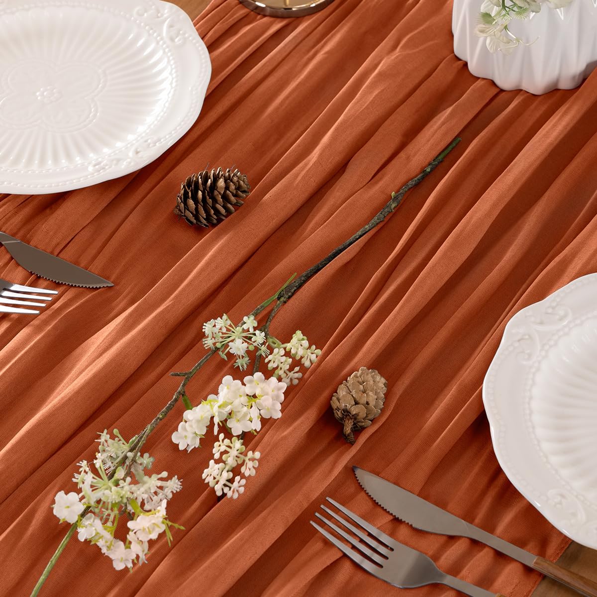Terracotta Table Runner Cheesecloth Table Runner 10FT Farmhouse Table Runners 120 Inches Fall Table