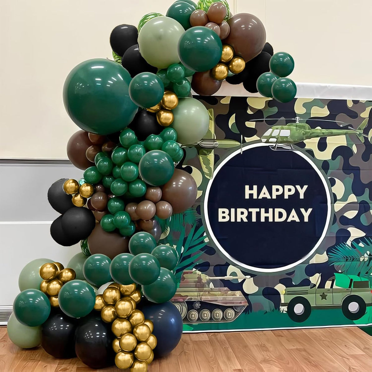 Green and Brown Balloons, Camo Balloons Camouflage Party Balloons Green Black Latex Balloon