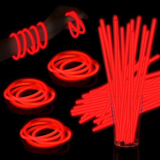 60 Pack 8” Red Glow Sticks Bulk with 60 Connectors Neon Glow In The Dark Party favors Supplies for