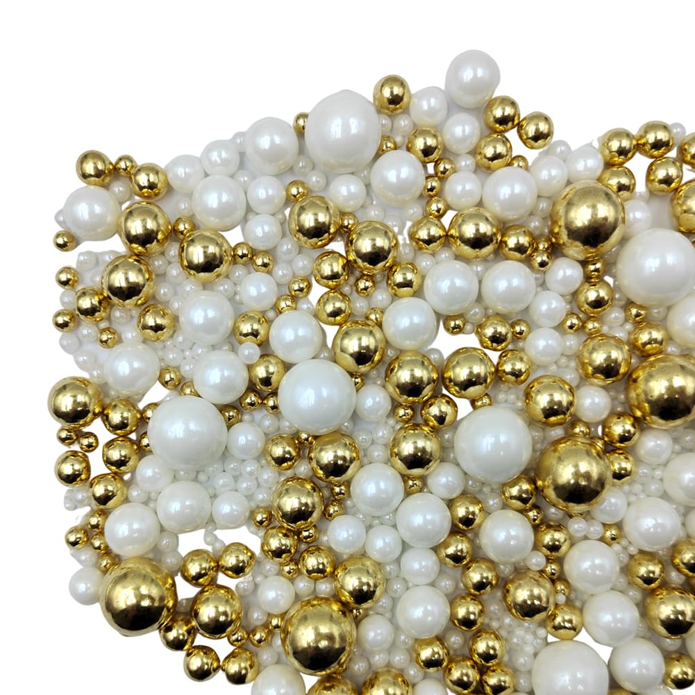 Edible Pearl Sugar Sprinkles White Gold Candy Mixing Size Baking Edible Cake Decorations Cupcake