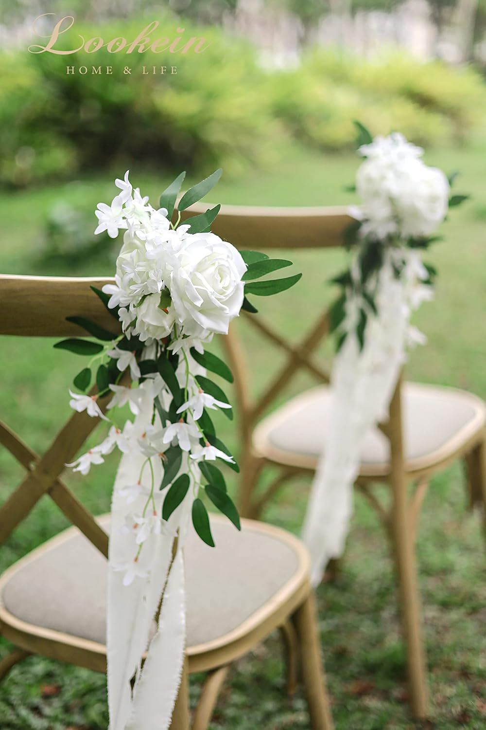 Lookein Set of 8 Pew Flowers for Wedding Ceremony Chair Decorations Bench Decoration Wedding Aisle