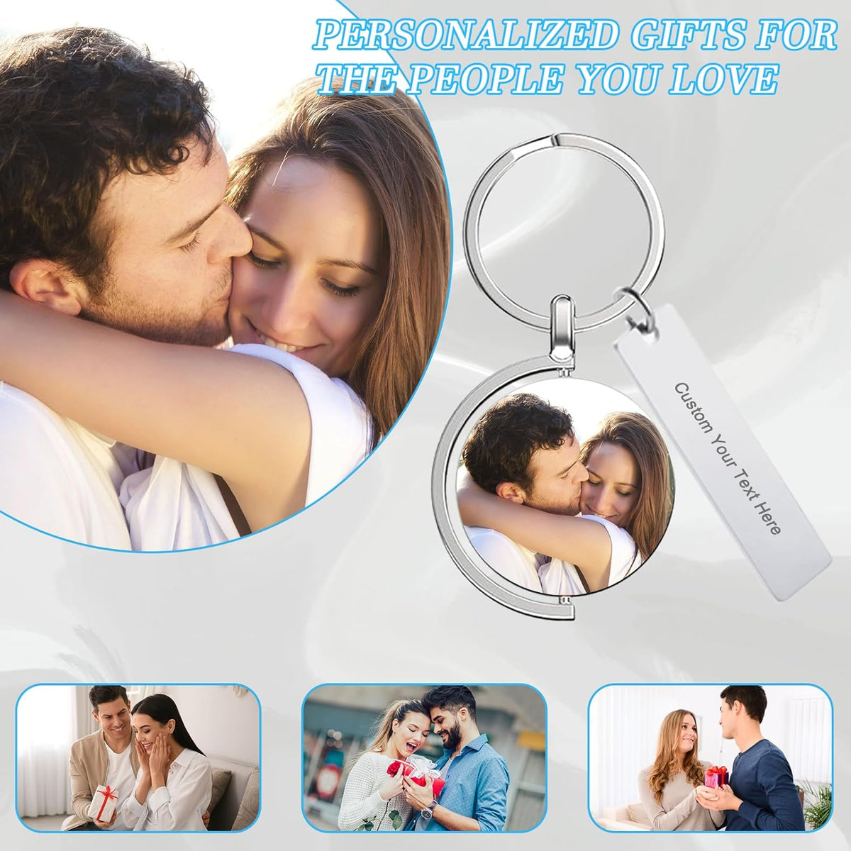 Custom Keychain with Picture Double-sided Personalized Photo Text Keychain, Gift for Anniversary