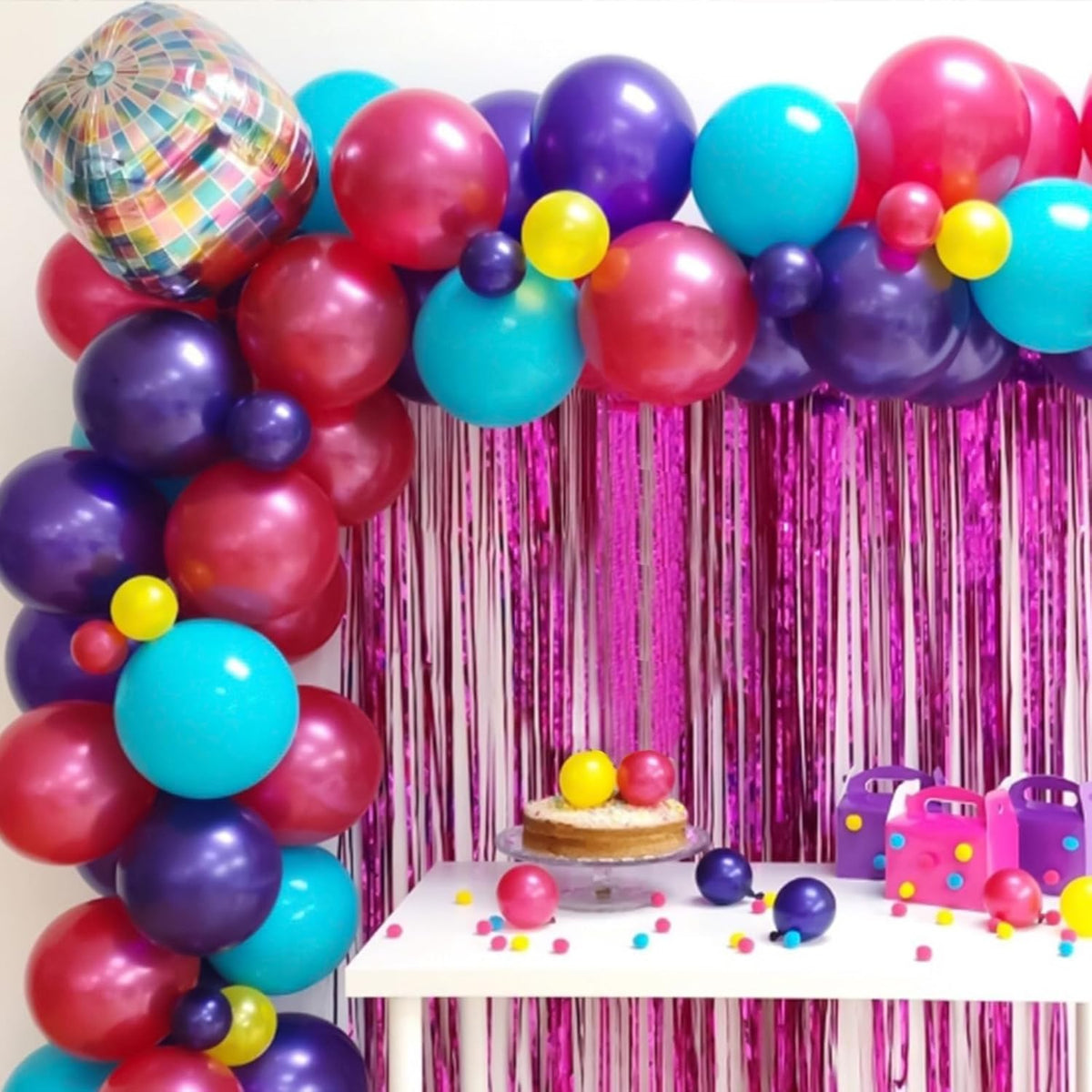 Paready Pink Blue Purple Balloons, 50 PCS Rainbow Party Balloons, 12 Inch Hot Pink Teal Blue