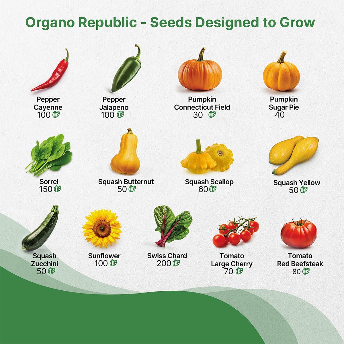 Organo Republic 25 Summer Vegetable Garden Seed Variety Pack - 6,510+ Non-GMO Heirloom Veggie &