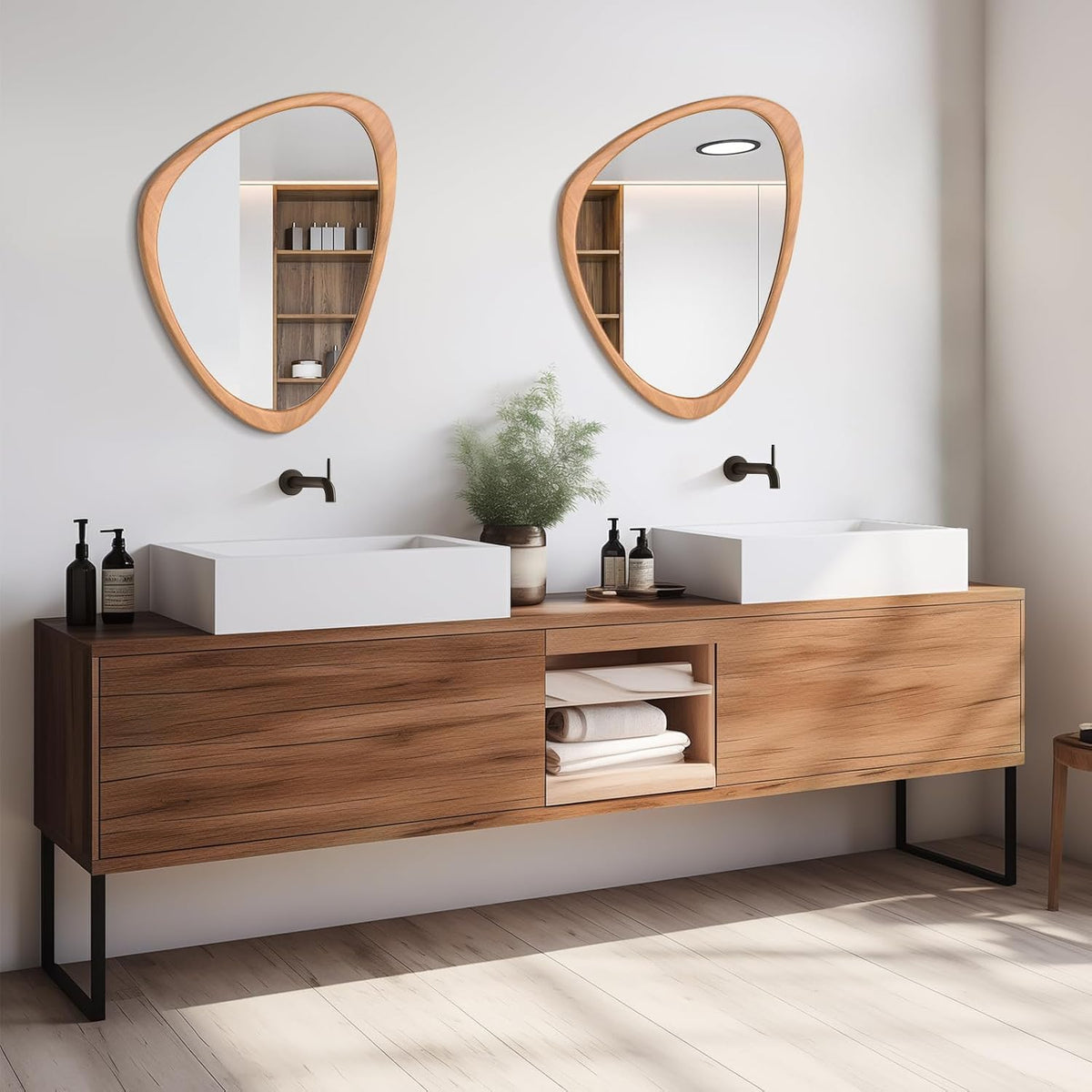 WallBeyond Asymmetrical Mirror, Irregular Wall Mirror for Bathroom, Wall Mirrors Decorative for