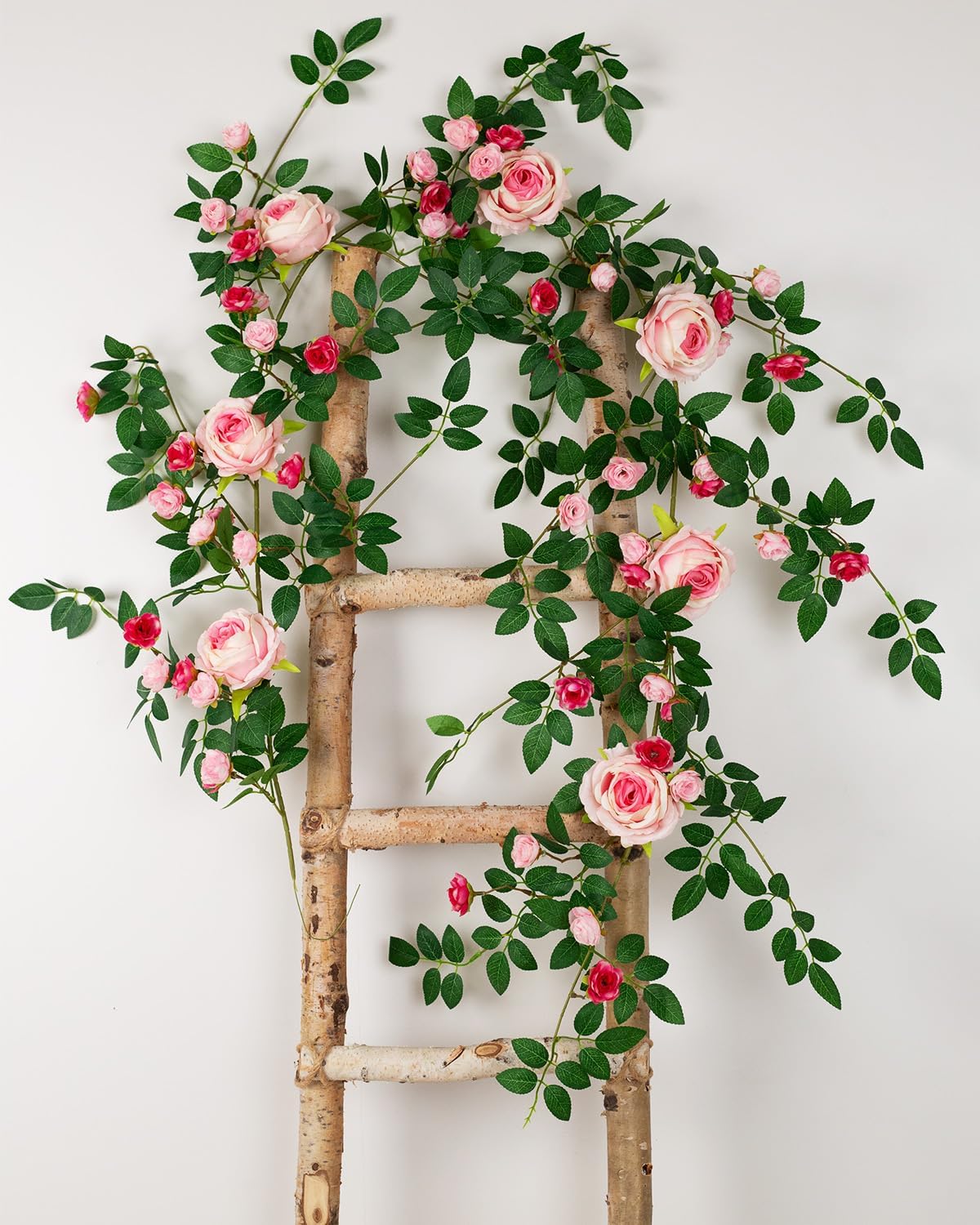 6FT Pink Flower Garland Artificial Rose Vines Hanging Floral Garland for Home Decor Wall Trellis