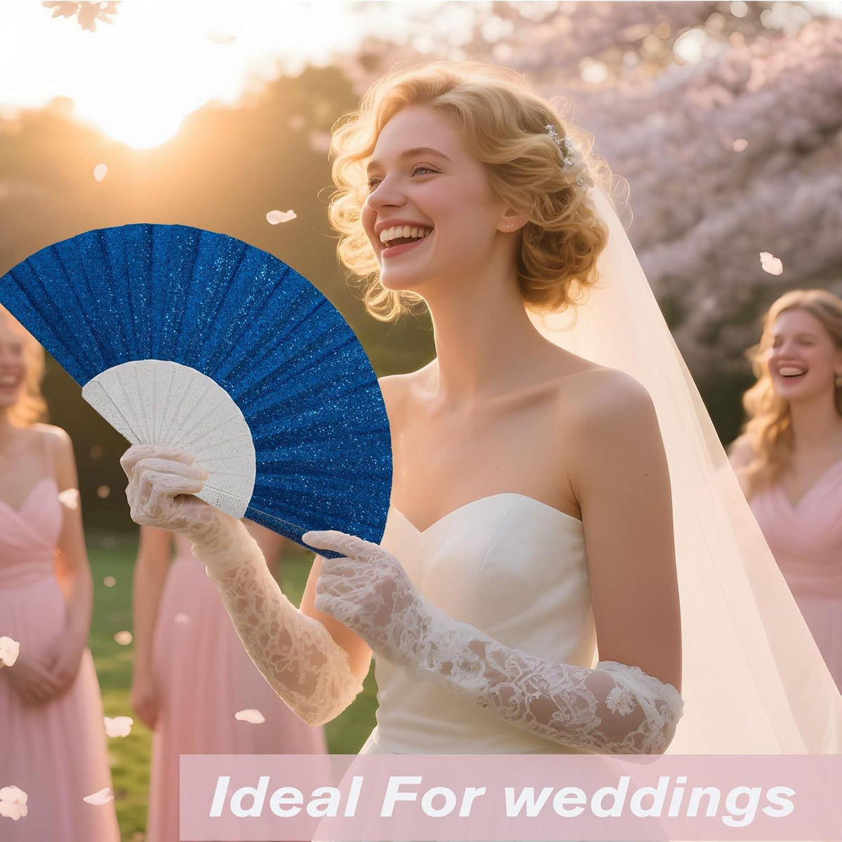 24 Pack Handheld Fan,Folding Hand Glitter fan with Shining Transparent Fan Rib – Ideal for Wedding