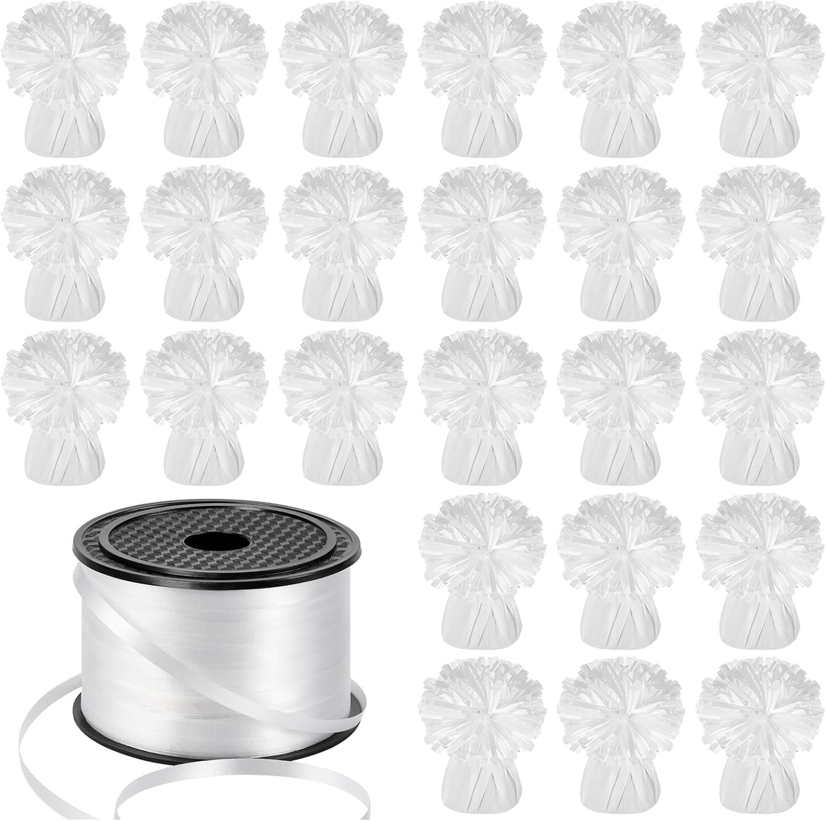 24 PCS Balloon Weights Metallic Anchor, Balloon Holder Heavy Weights with 1 Roll Iridescent Crimped