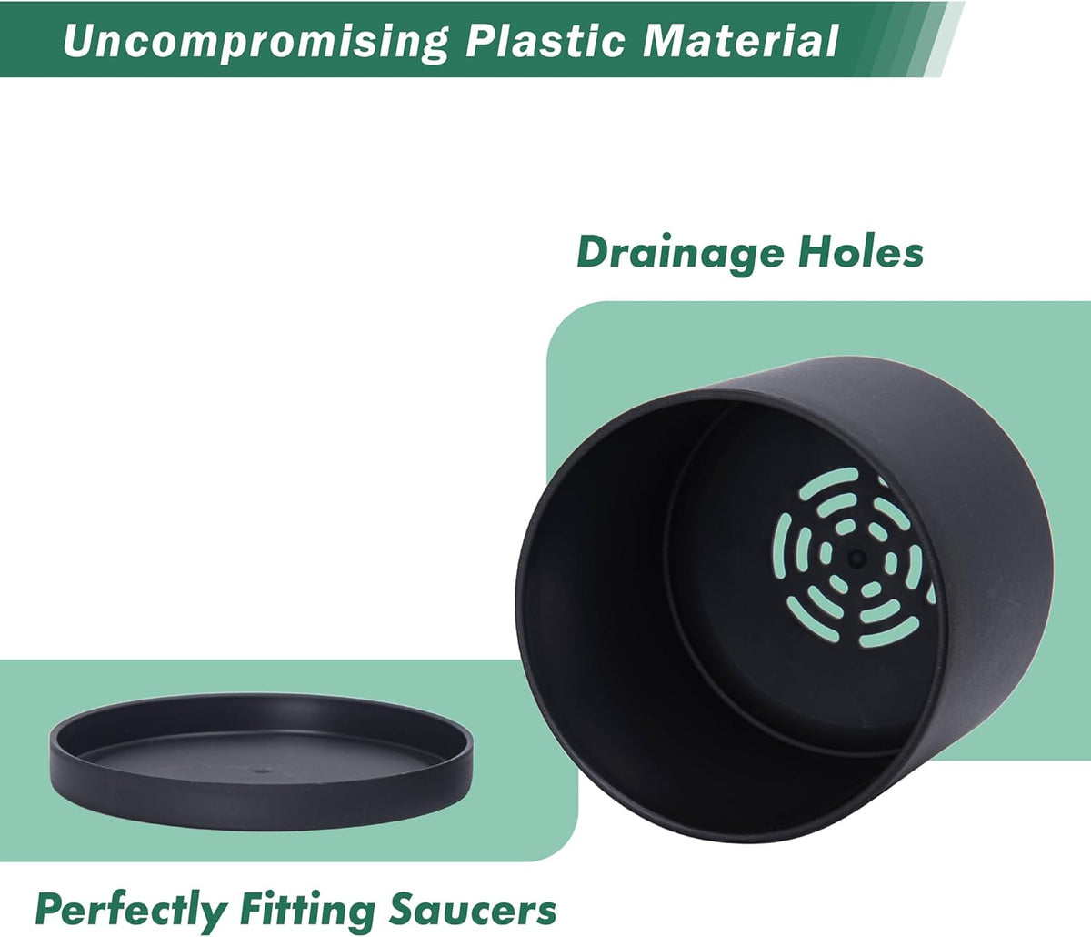 D'vine Dev 4 Pack 5.5 Inch Modern Plastic Plant Pots, Small Garden Planters for Plant with Drainage