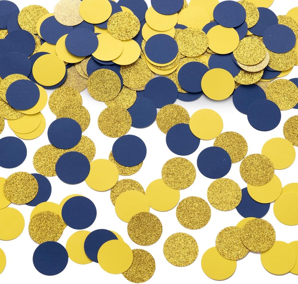 Gold Blue and Yellow Confetti Table Decoration for Graduation Birthday Eid Ramadan Festival Theme