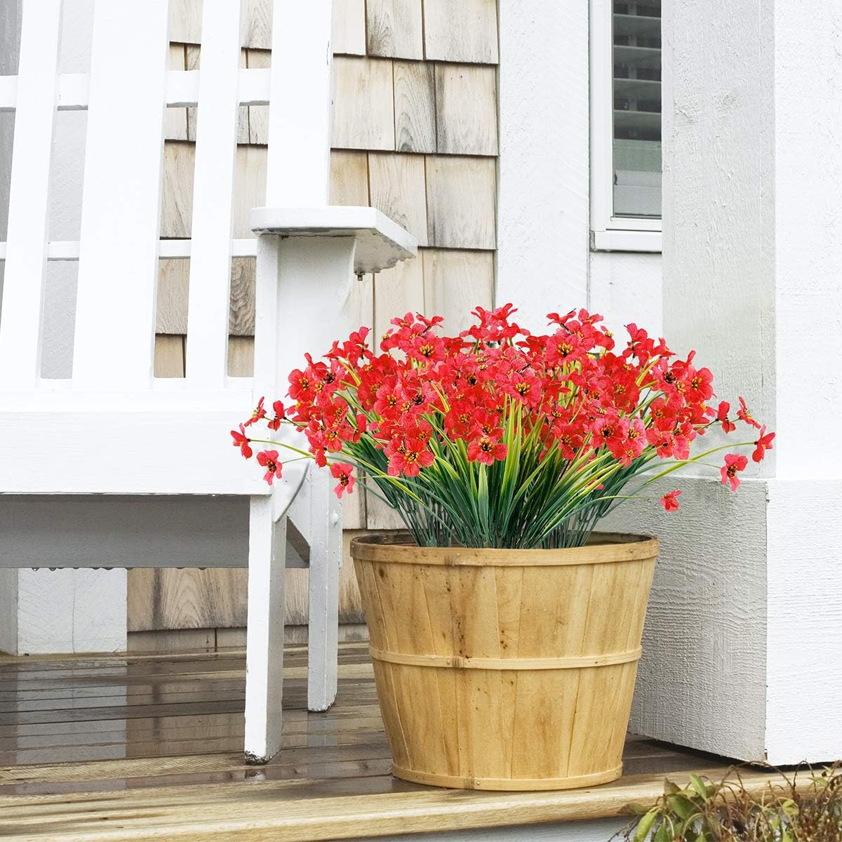 12 Bundles Artificial Flowers Outdoor UV Resistant Fake Flowers No Fade Faux Plants Garden Porch