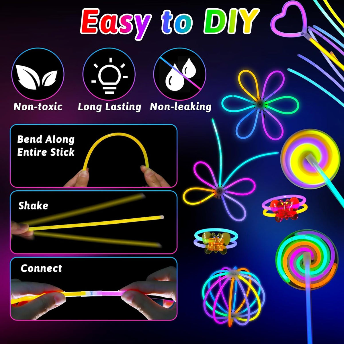 156PCS Glow in The Dark Party Supplies for Kids 8-12, Light Up Glasses Headband Rings Halloween