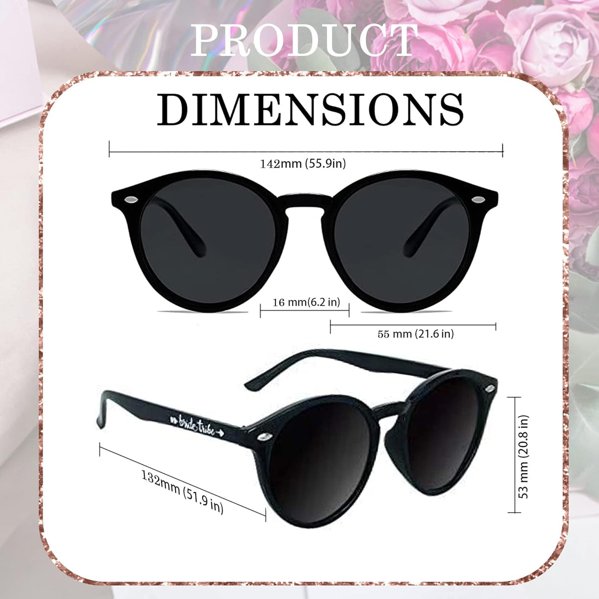 LADY&HOME Bachelorette Party Cat Eye Sunglasses - Bridesmaid & Bridal Shower Supplies, 10pcs Round