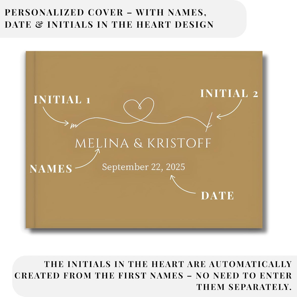 Wedding Guest Book – Personalized Polaroid Guest Book for Wedding Reception, Custom Sign In Photo