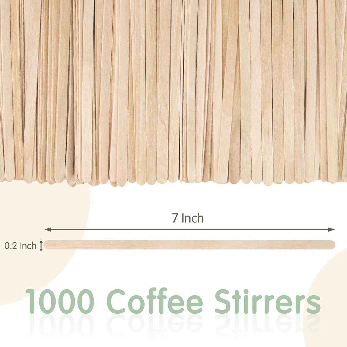 WISYOK 1000 PCS Coffee Stirrers, 7 Inch Premium Birch Wood Sticks, Smooth Round Ends, Splinter-Free