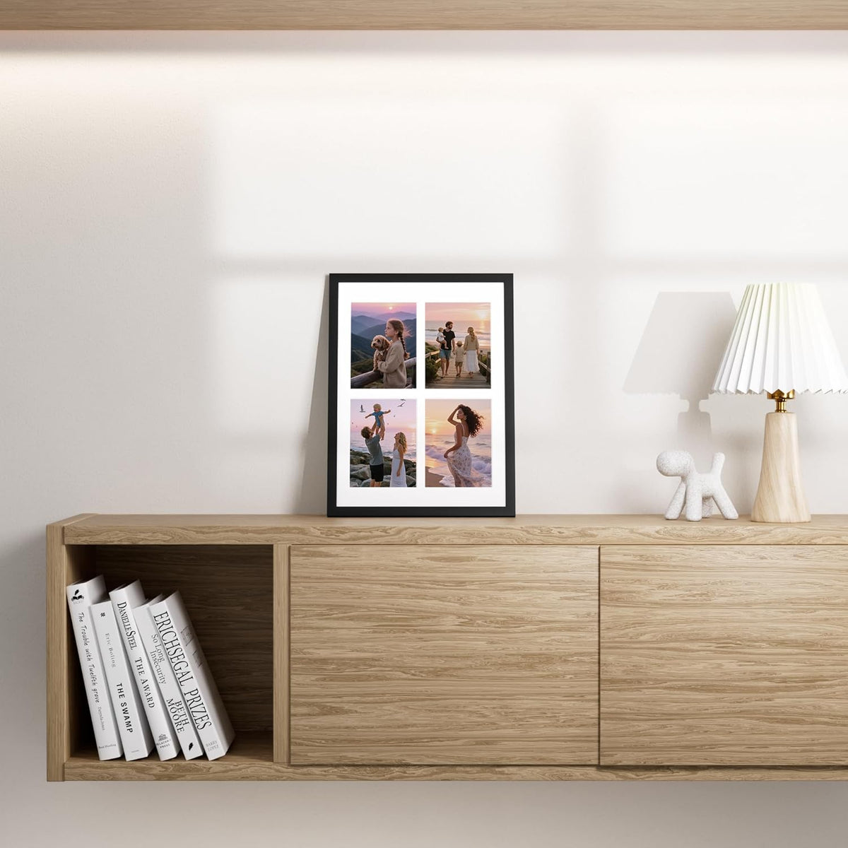 Vittanly 12x16 Collage Picture Frame, Displays 4Pcs 5x7 Pictures with Mat, Picture Frames Collage