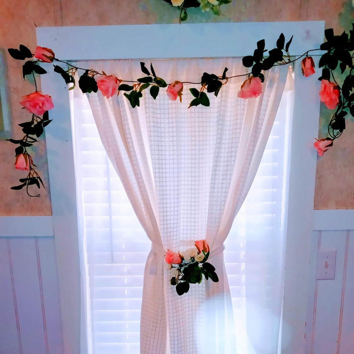UKELER 2 Pack Artificial Rose Vines Silk Flower Garland Artificial Floral Plant for Wedding Arch
