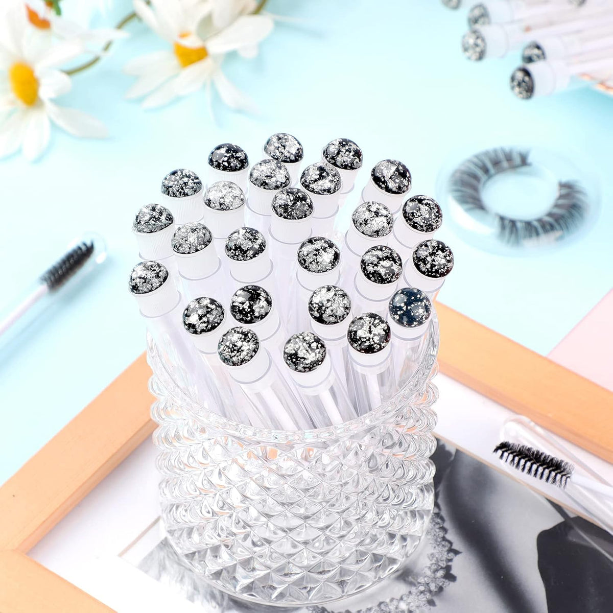 20pcs Eyelash brush Lash Wand Makeup tool Eyelash Extension supplies Cleaning brush Diamond Mascara