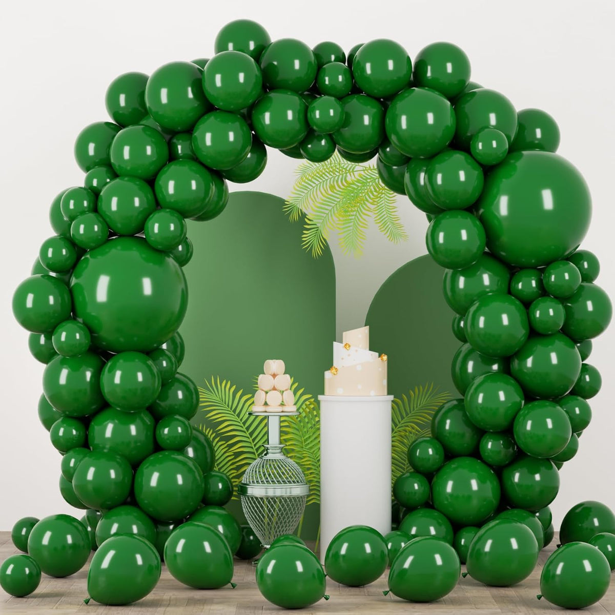 90pack Dark Green Balloons Different Size 18/12/10/5 Inch Green Balloon Garland Arch Kit for