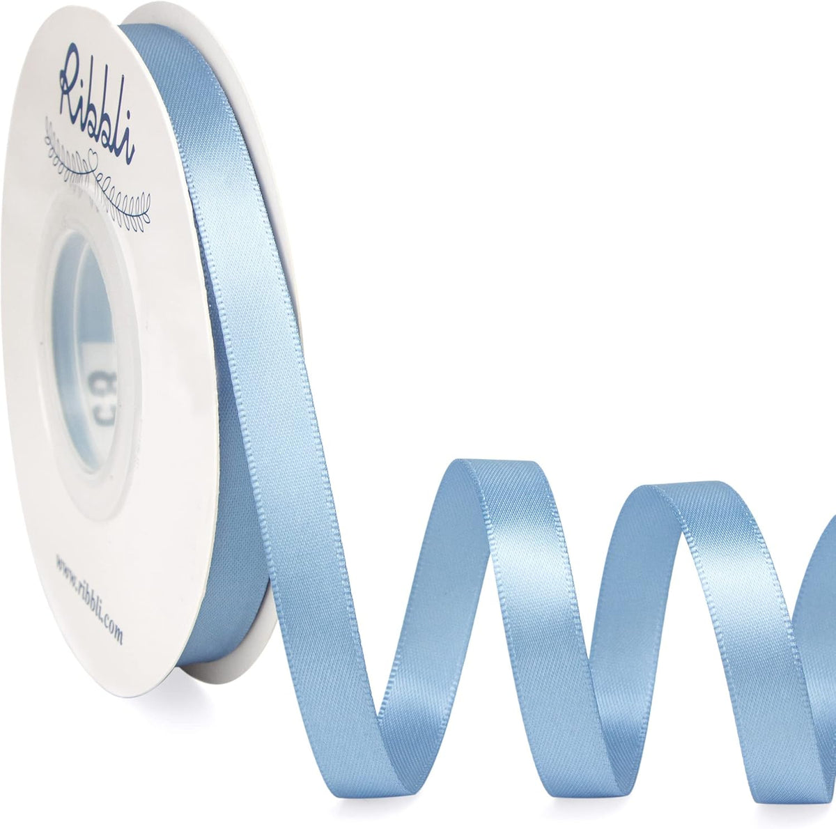 Ribbli Dusty Blue Satin Ribbon,Double Faced Satin 3/8 inch x Continuous 25 Yards,Use for Bows